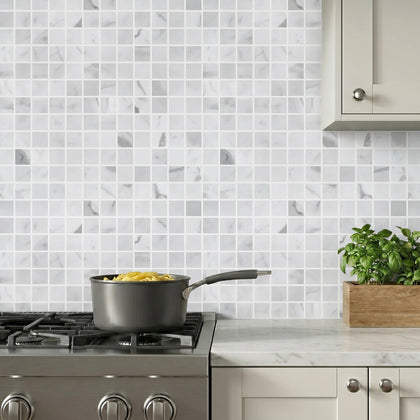 1-in Calacatta 12-in x 12-in Polished Marble Mosaic Floor and Wall Tile( 5 sq. ft. /Box )