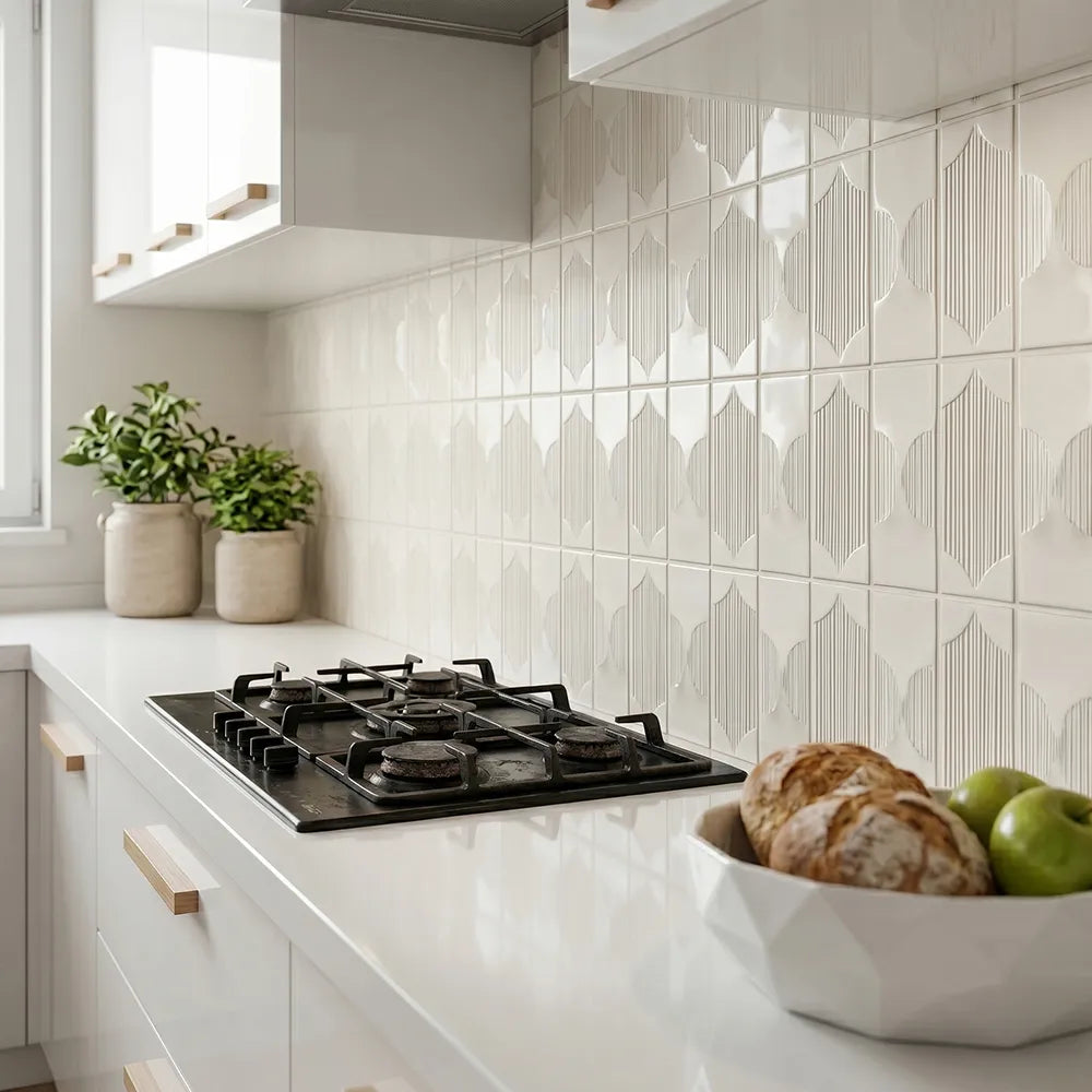 Arabesque Textured Handmade Cream 12-1/2-in x 16-in Porcelain Mosaic Floor and Wall Tile( 8.3 sq. ft. /Box )