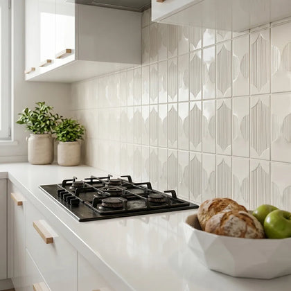 Arabesque Textured Handmade Cream 12-1/2-in x 16-in Porcelain Mosaic Floor and Wall Tile( 8.3 sq. ft. /Box )