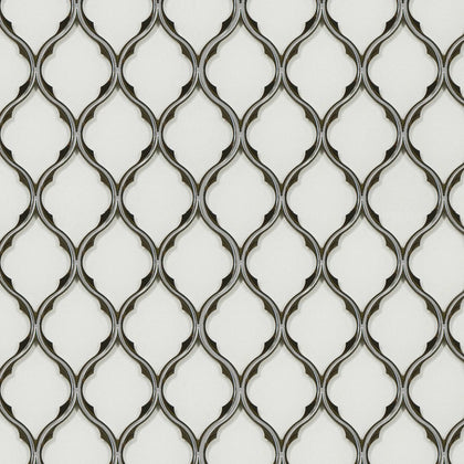 Feathered Lantern Pattern with Silver Trim 12-in x 10-in Glass Mosaic Wall Tile( 8.3 sq. ft. /Box )