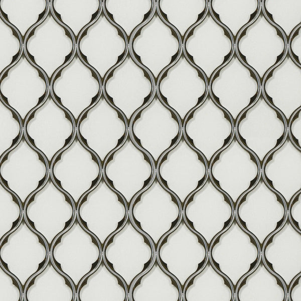 Feathered Lantern Pattern with Silver Trim 12-in x 10-in Glass Mosaic Wall Tile( 8.3 sq. ft. /Box )