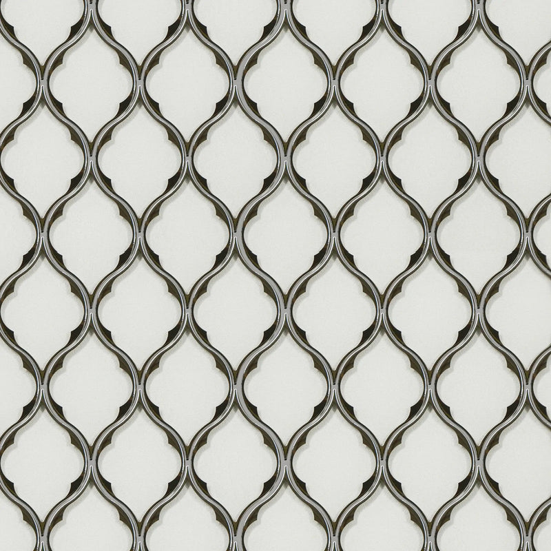 Feathered Lantern Pattern with Silver Trim 12-in x 10-in Glass Mosaic Wall Tile( 8.3 sq. ft. /Box )