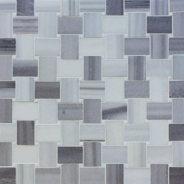 Zebra Basketweave 11-in x 11-in Polished Marble Mosaic Floor and Wall Tile( 4.15 sq. ft. /Box )