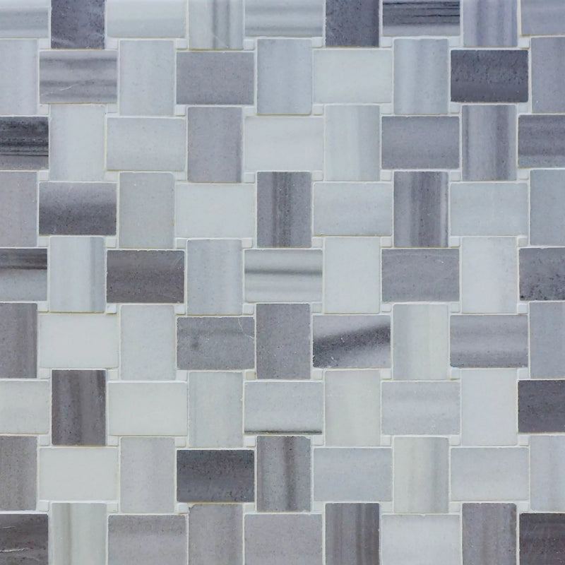 Zebra Basketweave 11-in x 11-in Polished Marble Mosaic Floor and Wall Tile( 4.15 sq. ft. /Box )