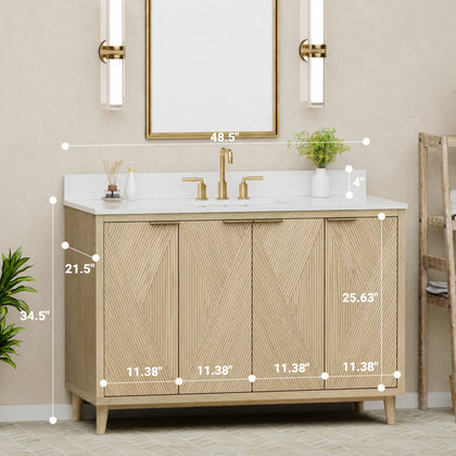 Summerville 48" Vanity Set with Pure White Quartz Countertop