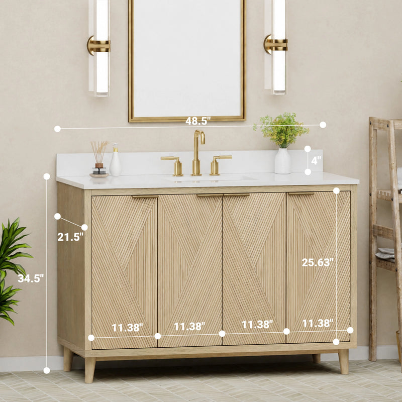 Summerville 48" Vanity Set with Pure White Quartz Countertop