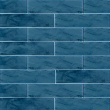 Blue 4-in x 16-in Glass Wall Tile - Sample (Product Shown is Full Size)