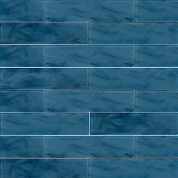 Blue 4-in x 16-in Glass Wall Tile - Sample (Product Shown is Full Size)