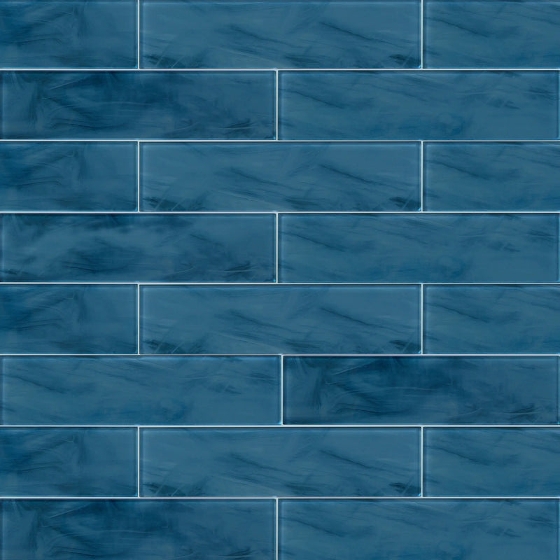 Blue 4-in x 16-in Glass Wall Tile( 8.8 sq. ft. /Box )