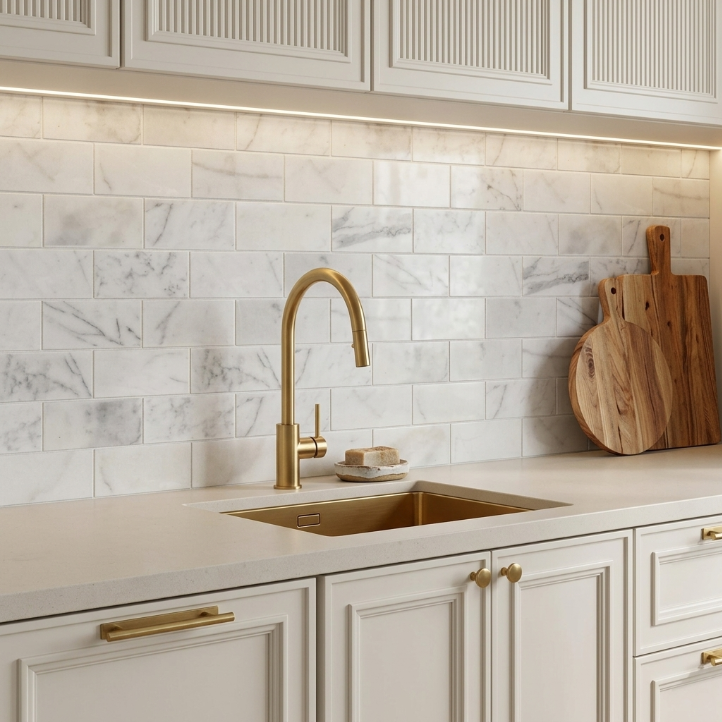 Calacatta 12-in x 12-in Polished Marble Mosaic Floor and Wall Tile( 5 sq. ft. /Box )
