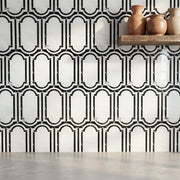 Windows Pattern Oriental Black & White 12-in x 12-in Waterjet Mosaic Floor and Wall Tile( 6 sq. ft. /Box )