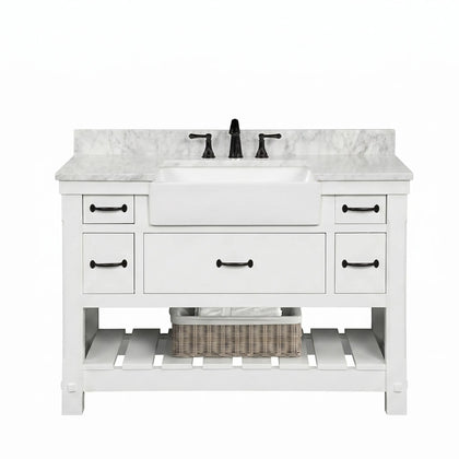 Farmington 48" Vanity Family Set with Carrara Engineered stone top - Dove White