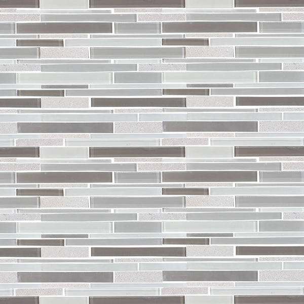 12-in x 13-in Clayton Random Strip Marble & Glass Mosaic Wall Tile( 10.8 sq. ft. /Box )