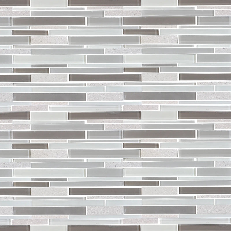 12-in x 13-in Clayton Random Strip Marble & Glass Mosaic Wall Tile( 10.8 sq. ft. /Box )