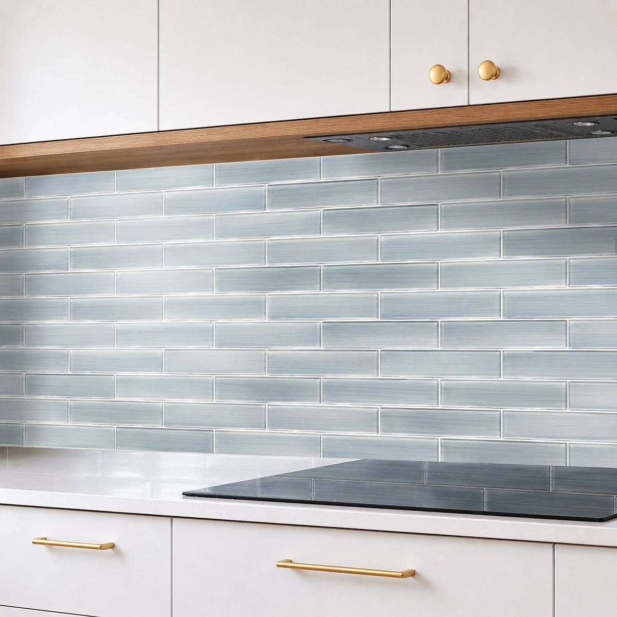 Blue Handpainted 16-in x 8-in Subway Glass Mosaic Wall Tile( 8.89 sq. ft. /Box )