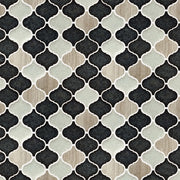 Galena Gray arabesque Lantern Marble & Crackle Mix 12-in x 12-in Glass Mosaic Wall Tile( 10 sq. ft. /Box )