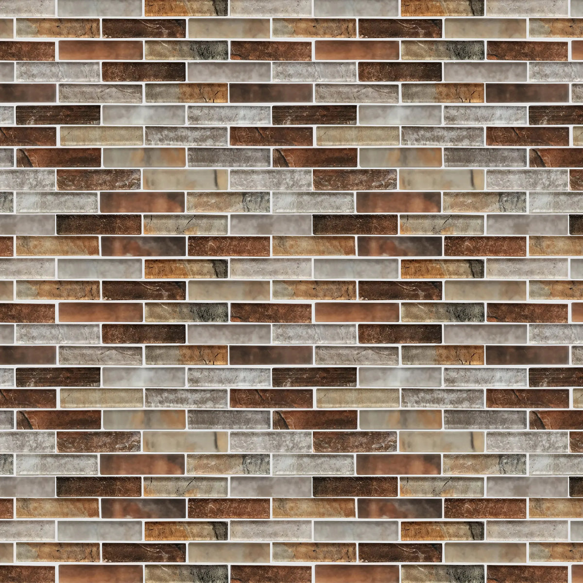 Gray Umber Textured Mixed Color Glass Mosaic Wall Tile - Sample (Product Shown is Full Size)