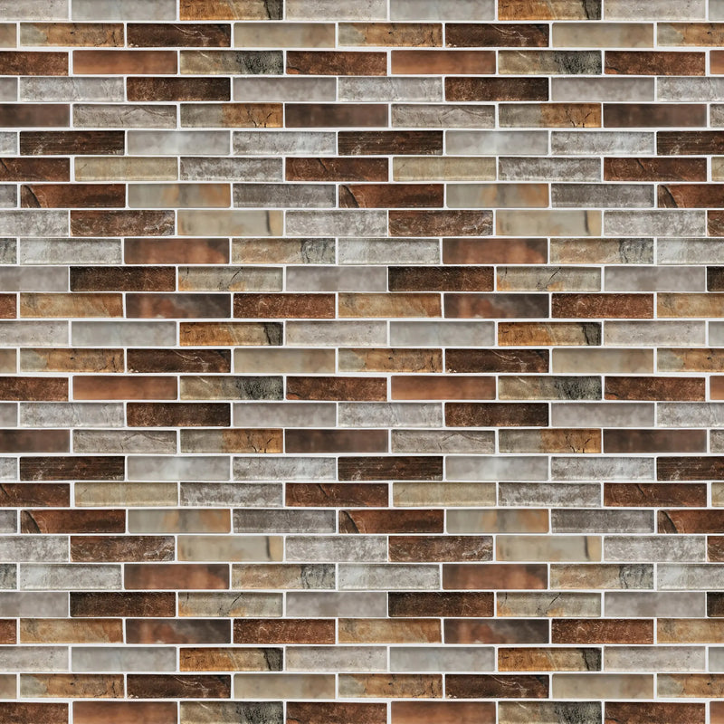 Gray Umber Textured Mixed Color Glass Mosaic Wall Tile - Sample (Product Shown is Full Size)
