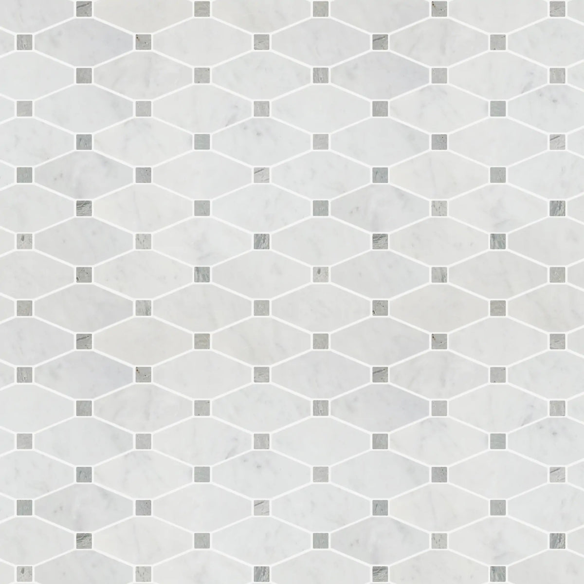 Carrara White Octagon Polished Marble Mosaic Floor and Wall Tile - Sample (Product Shown is Full Size)