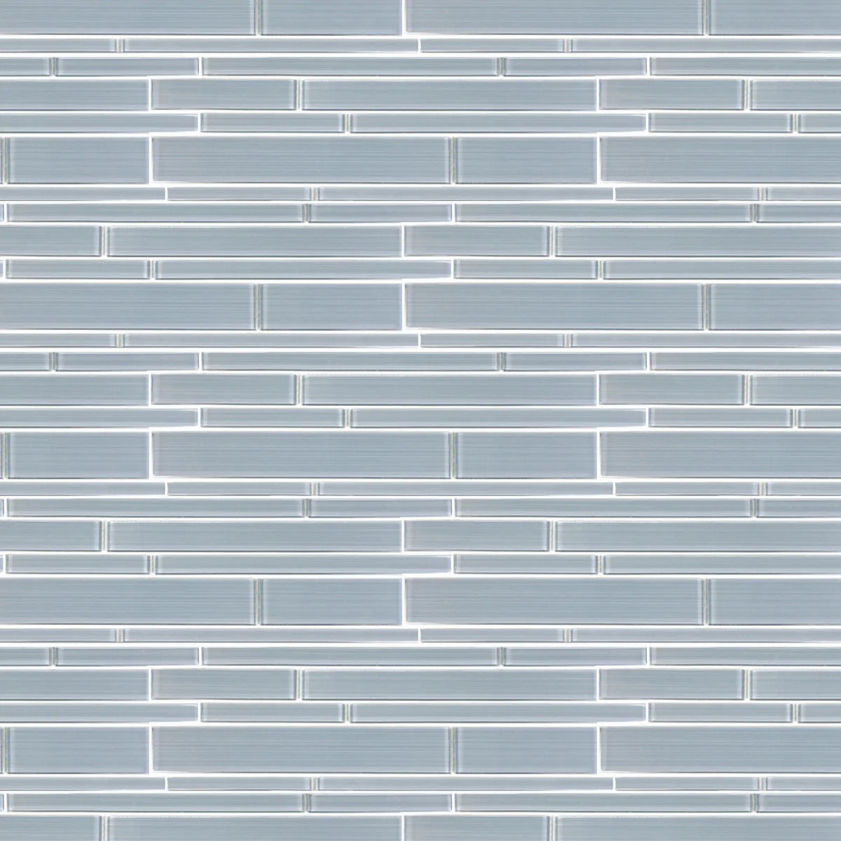 6-in x 18-in Ice Denim Glass Mix Random Strip Mosaic Wall Tile( 7.5 sq. ft. /Box )