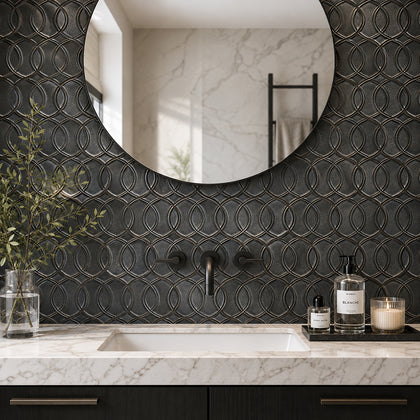 Bronze Handmade 14-in x 15-in Glazed Porcelain Mosaic Wall Tile( 12 sq. ft. /Box )