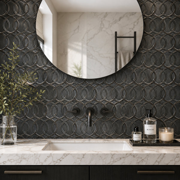 Bronze Handmade 14-in x 15-in Glazed Porcelain Mosaic Wall Tile( 12 sq. ft. /Box )