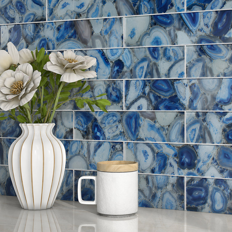 Inkjet Geode 4-in x 16-in Glass Tile( 8.8 sq. ft. /Box )