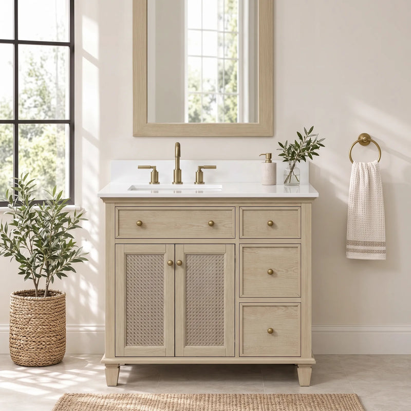 Ronnie 36" Vanity Set with Pure White Quartz top