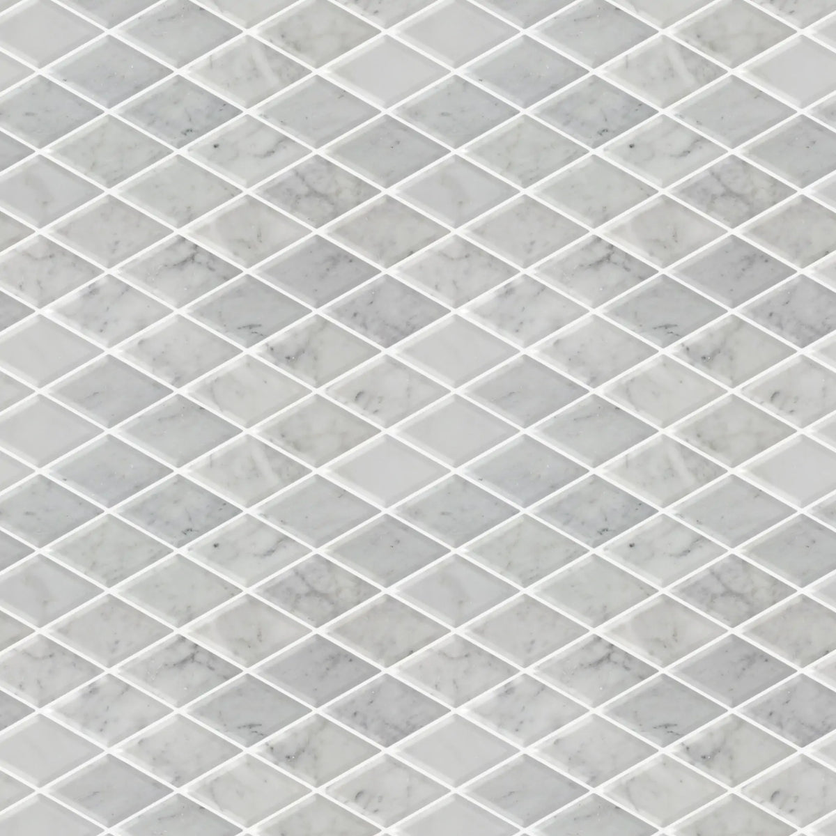 Carrara White Diamond Beveled Marble Mosaic Wall Tile - Sample (Product Shown is Full Size)