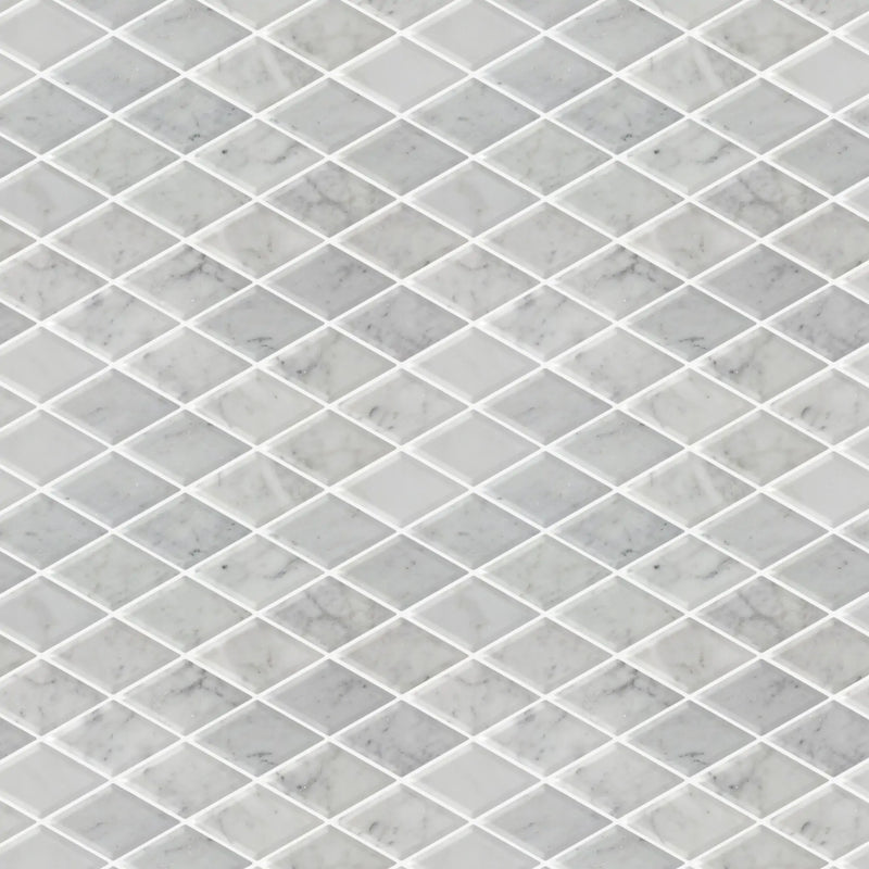 Carrara White Diamond Beveled Marble Mosaic Wall Tile - Sample (Product Shown is Full Size)