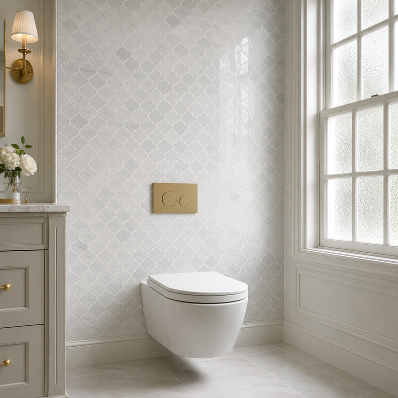 Mini Arabesque Carrara White 10-in x 11-in Waterjet Mosaic Wall Tile( 3.8 sq. ft. /Box )