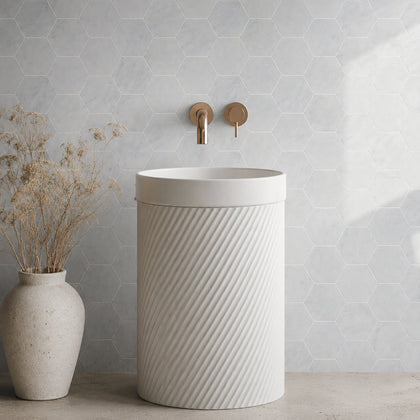 6-in Oriental White Hexagon 12-in x 10-in Honed Mosaic Wall Tile ( 4.15 sq. ft. /Box )
