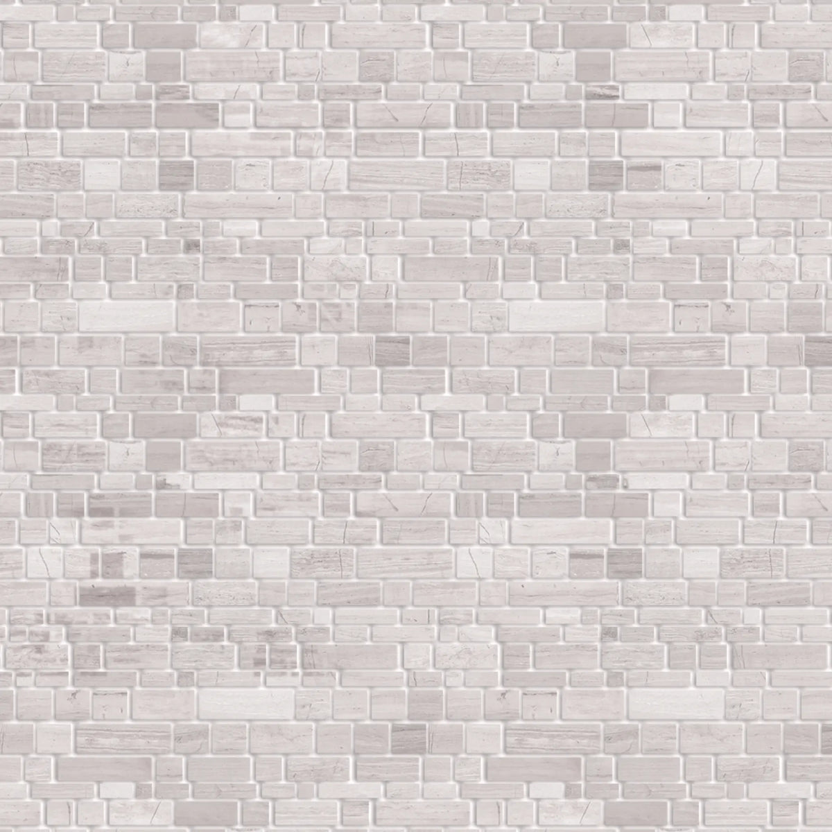 Wooden White Multi-Square Honed Marble Mosaic Wall Tile - Sample (Product Shown is Full Size)