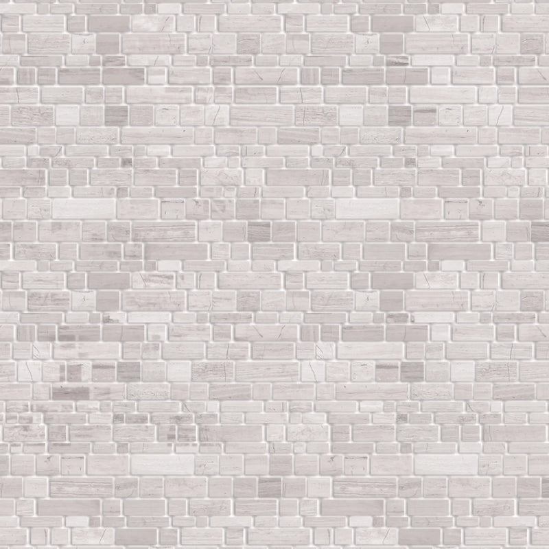 Wooden White Multi-Square Honed Marble Mosaic Wall Tile - Sample (Product Shown is Full Size)
