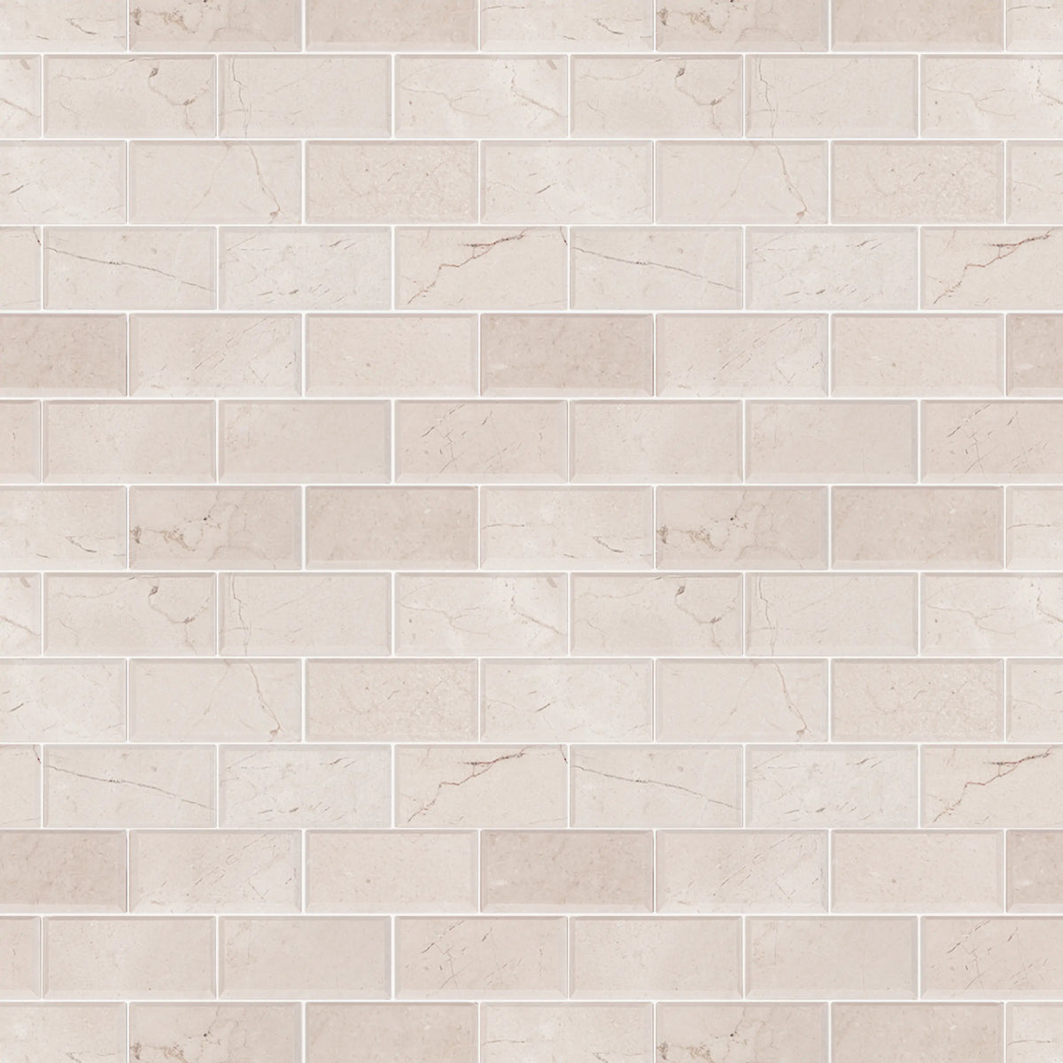 Cream Marfil Bevel Brick Polished Marble Mosaic Wall Tile - Sample (Product Shown is Full Size)