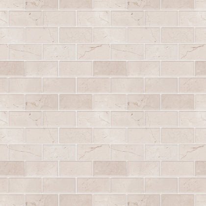 Cream Marfil Bevel Brick 12-in x 12-in Polished Marble Mosaic Wall Tile( 5 sq. ft. /Box )