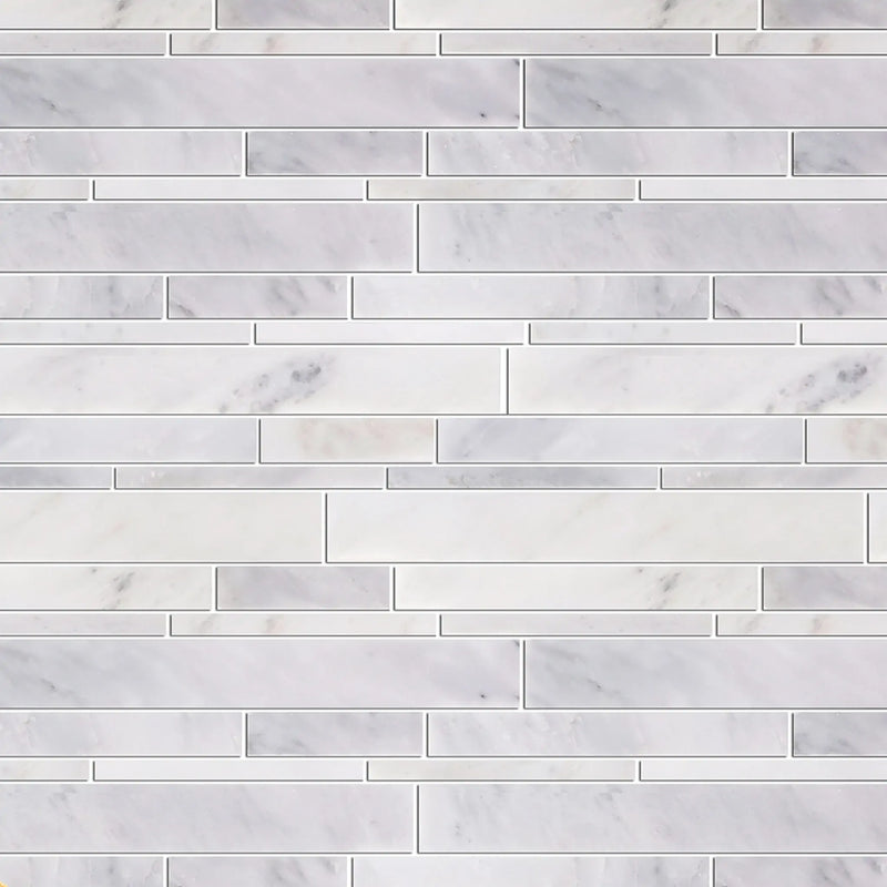 Oriental White Random Strip 12-1/2-in x 12-in Polished Marble Mosaic Wall Tile( 5.2 sq. ft. /Box )