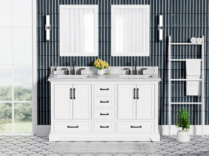 Rhoda 60" Vanity Set with Luxurious Carrara Marble Top