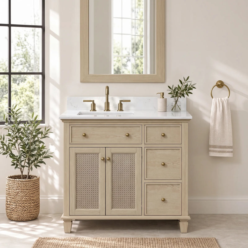 Ronnie 36" Vanity Set with White Carrara Quartz Top