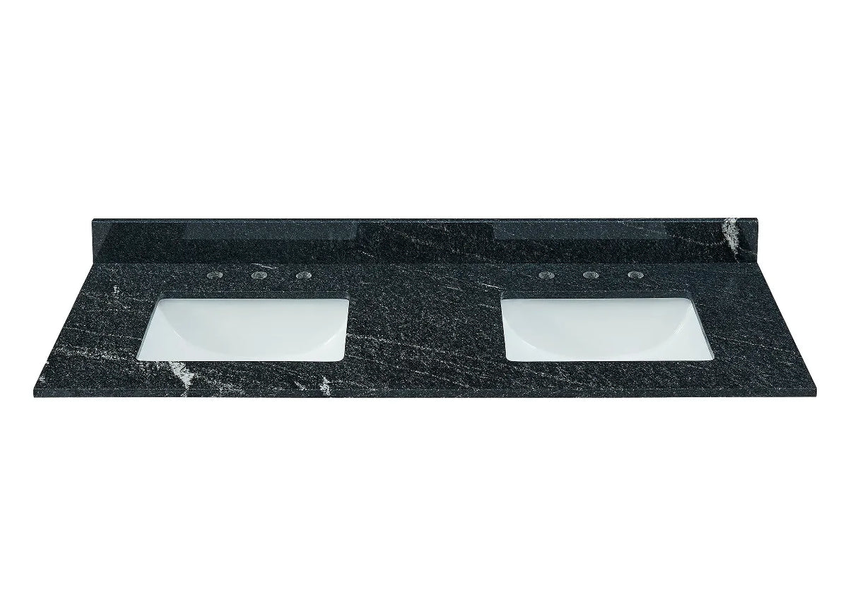 61" Thunder Black Granite Vanity Top with Sink