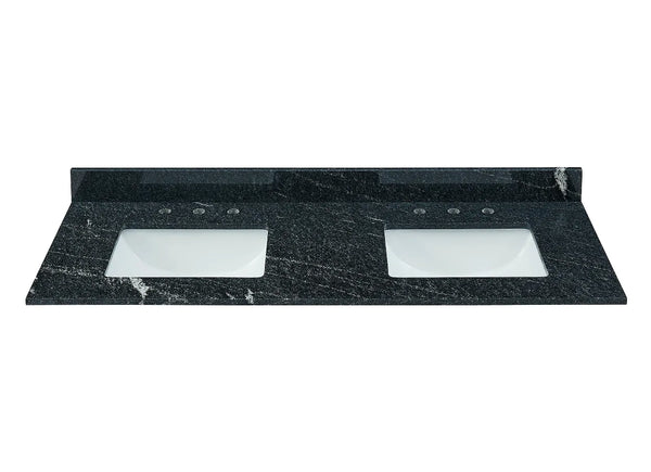 61" Thunder Black Granite Vanity Top with Sink