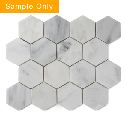 3-in Oriental White Hexagon 12-in x 10-in Polished Marble Mosaic Floor and Wall Tile - Sample (Product Shown is Full Size)