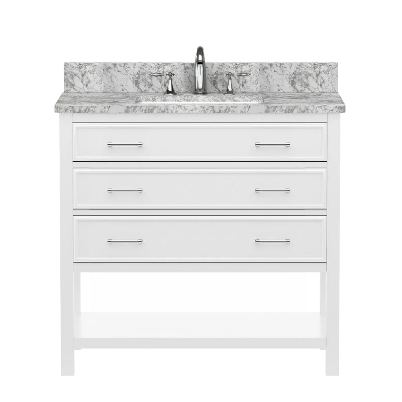 2.0 Manhattan 36" Single Vanity With Carrara Marble Top
