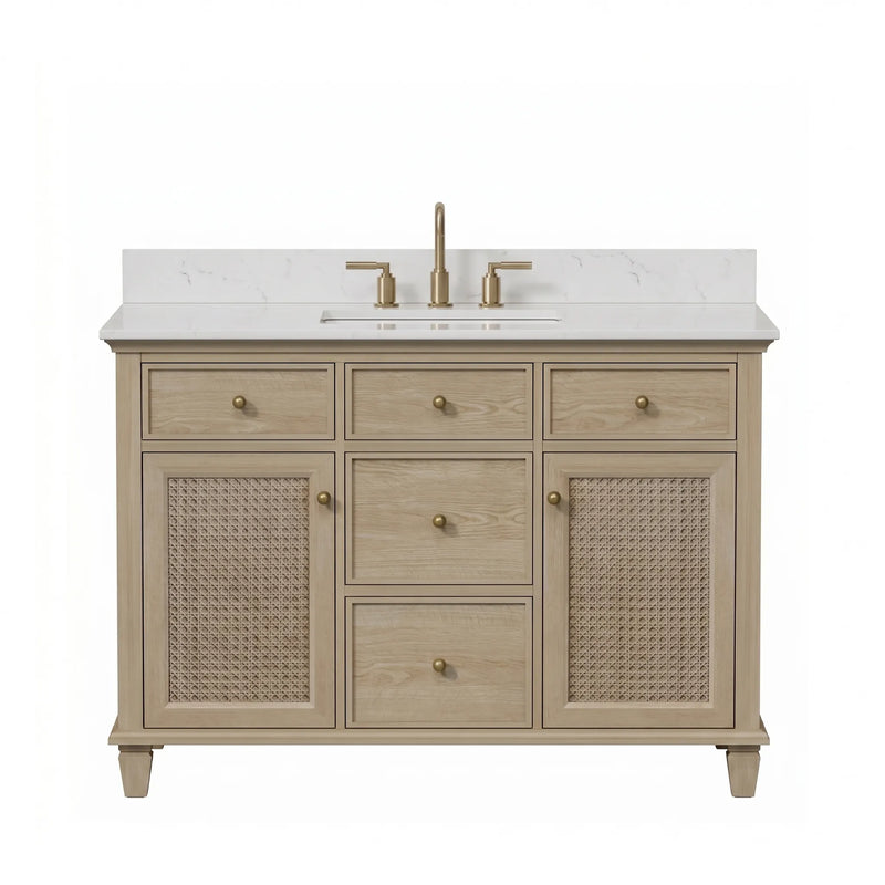 Ronnie 48" Vanity Set with White Carrara Quartz Top