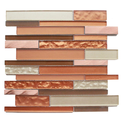 Sunset Ridge 12-in x 12-in Glass Mosaic Wall Tile( 10 sq. ft. /Box )