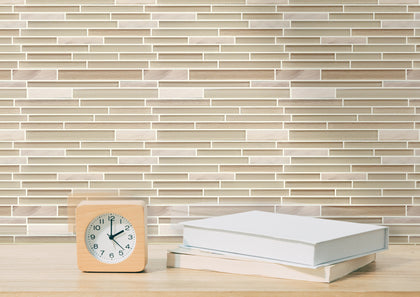 Glass & Metal Mix Random Strip 12-in x 12-in Glass Mosaic Wall Tile( 10 sq. ft. /Box )