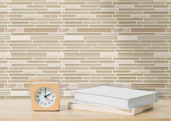 Glass & Metal Mix Random Strip 12-in x 12-in Glass Mosaic Wall Tile( 10 sq. ft. /Box )