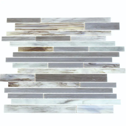 12-in x 12-in Antique Ice Random Strip Glass Mix Mosaic Wall Tile( 20 sq. ft. /Box )