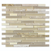 Sandy Dune Marble & Glass Random Strip 12-in x 12-in Glass Mosaic Wall Tile( 10 sq. ft. /Box )