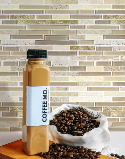 Sandy Dune Marble & Glass Random Strip 12-in x 12-in Glass Mosaic Wall Tile( 10 sq. ft. /Box )